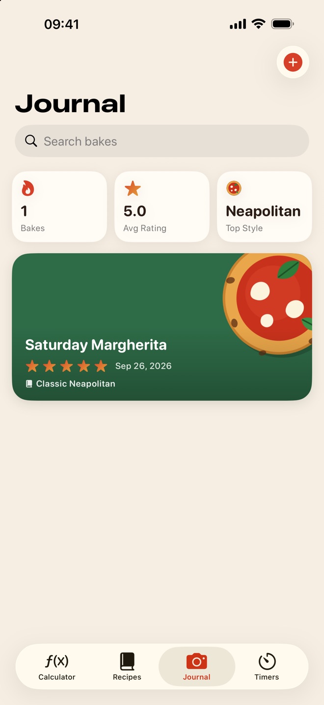 Bake journal with photos and ratings